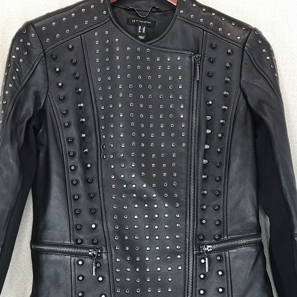 NWOT H by Halson studded moto leather jacket - Picture 6 of 8